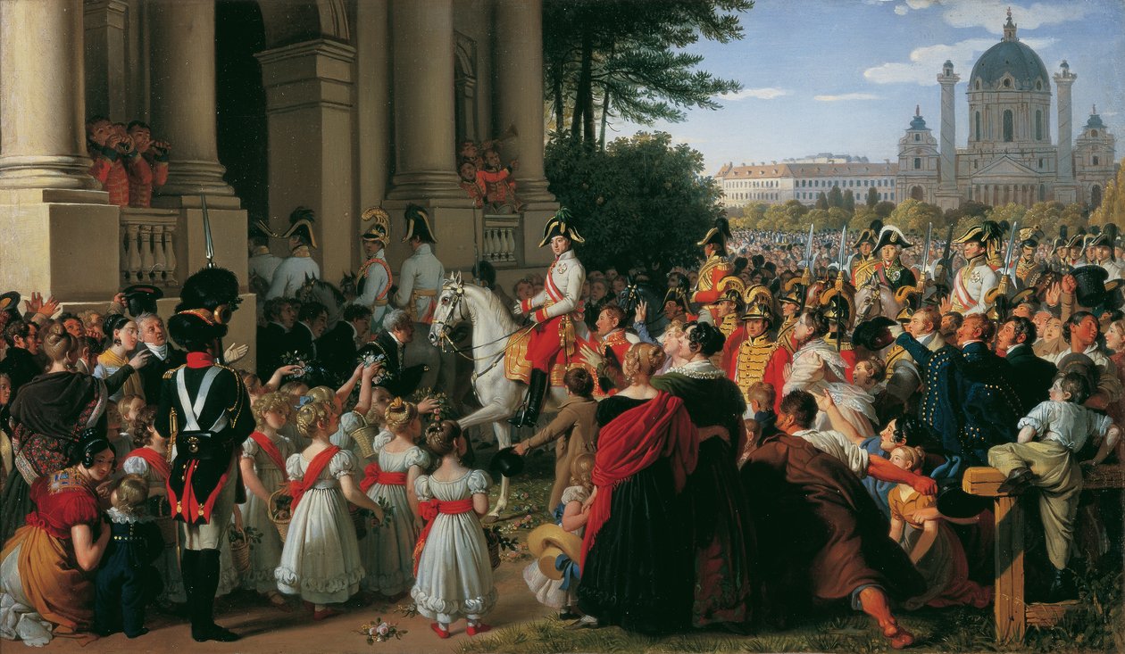 دخول الإمبراطور فرانز الأول إلى فيينا بعد صلح باريس في 16 يونيو 1814 بواسطة يوهان بيتر كرافت