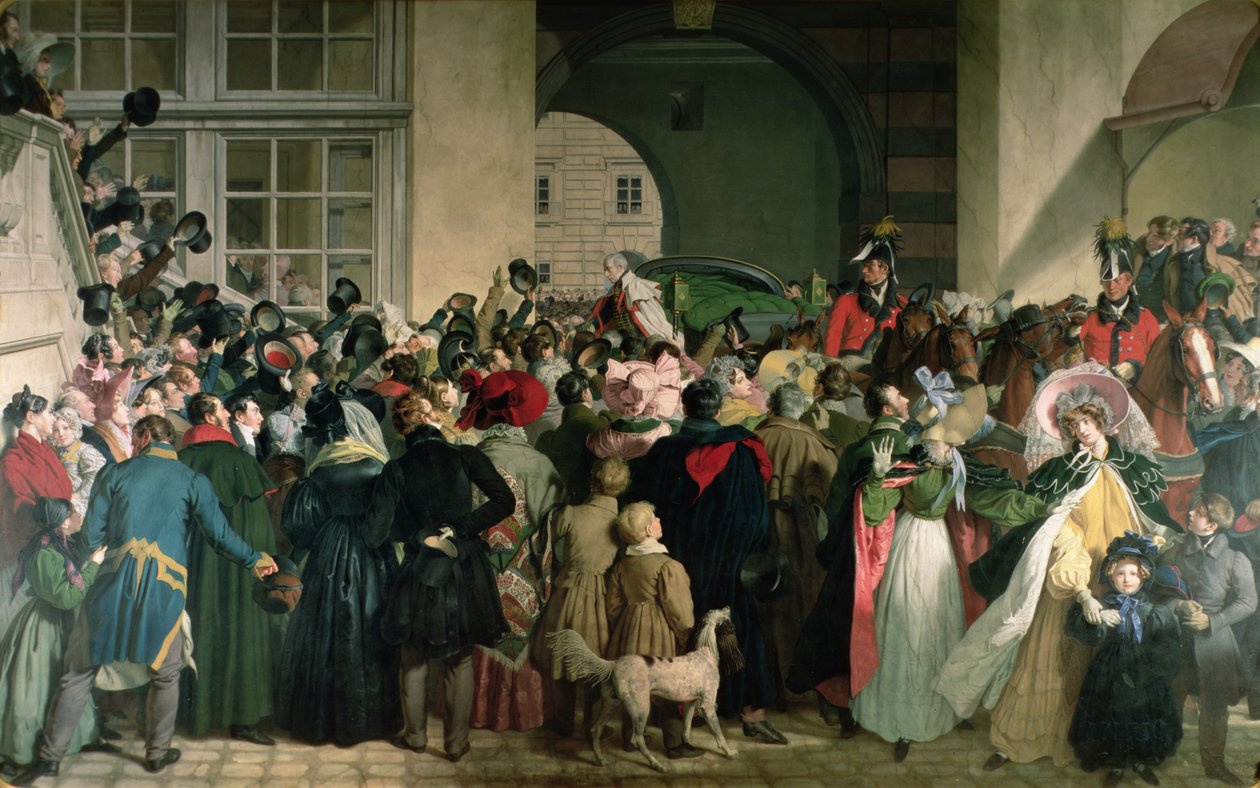 عودة فرانسيس الأول للنمسا (الثاني للإمبراطورية الرومانية المقدسة) (1768-1835) إلى بريسبرغ في 27 نوفمبر 1809 ، 1828-1832 (غير نشط) بواسطة يوهان بيتر كرافت