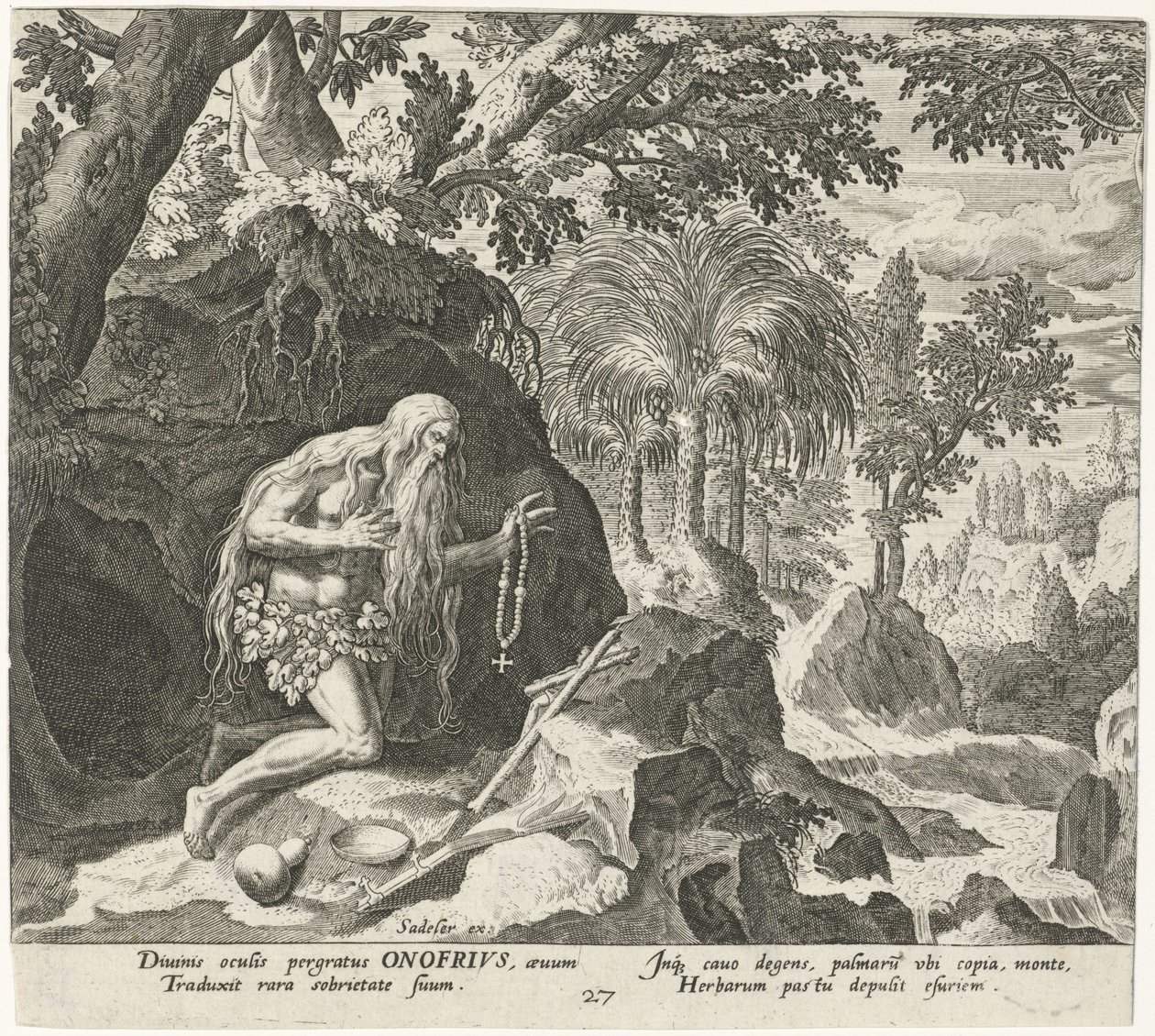 Onyphrius العظيم مثل الناسك ذكر الناسك (عنوان المسلسل) Solitudo Sive Vitae Patrum Eremicolarum (عنوان السلسلة) بواسطة يوهان سادلر (أنا)