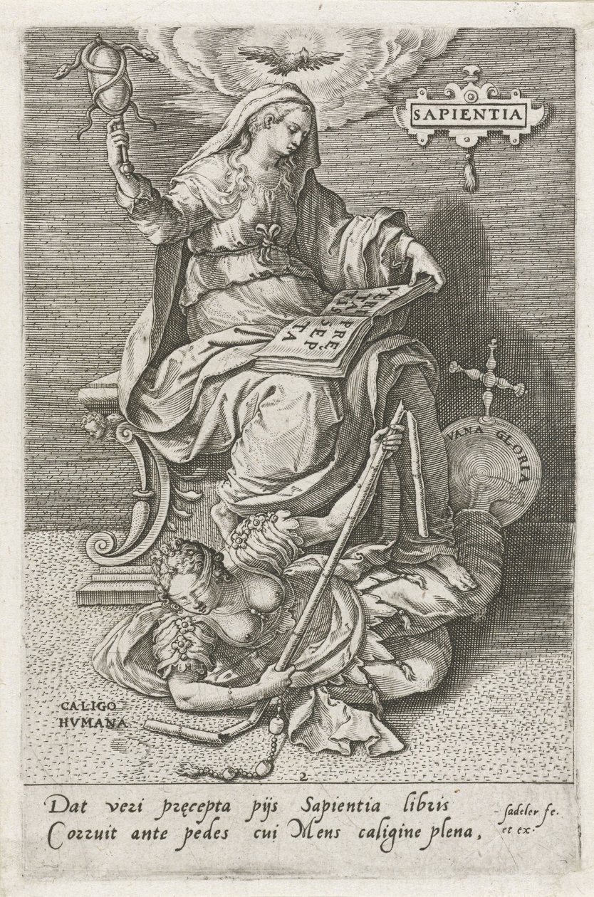 الحكمة (Sapientia) تتغلب على الحيرة البشرية (Caligo Humana) Sapientia (العنوان على الكائن) الفضائل تتغلب على الرذائل (عنوان السلسلة) بواسطة يوهان سادلر (أنا)