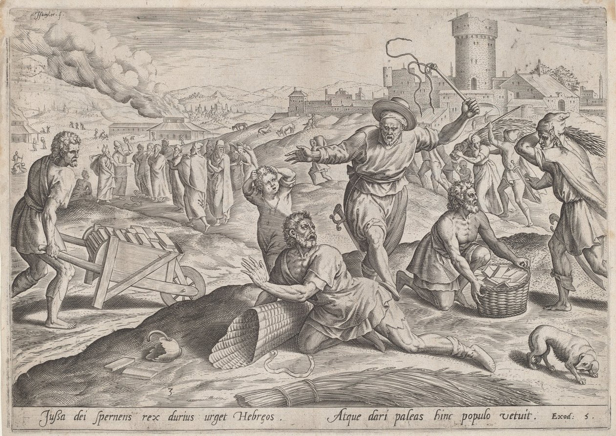 قائد فرقة الفرعون الذي يضرب بني إسرائيل حوالي عام 1585. بواسطة يوهان سادلر الأول