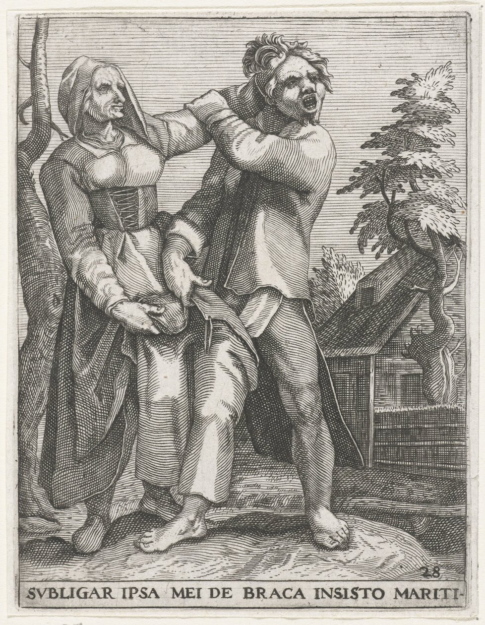 Strijd om de broek سألتزم بنفسي بملابس زوجي الثابتة (العنوان على الشيء) الشعارات العلمانية ، 1596 (عنوان السلسلة) بواسطة يوهان ثيودور دي بري