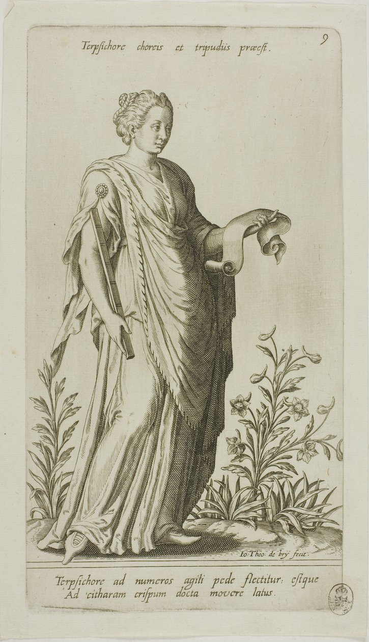 Terpsichore، Muse of Dance، لوحة 9 من Parnassus Biceps بواسطة يوهان ثيودور دي بري