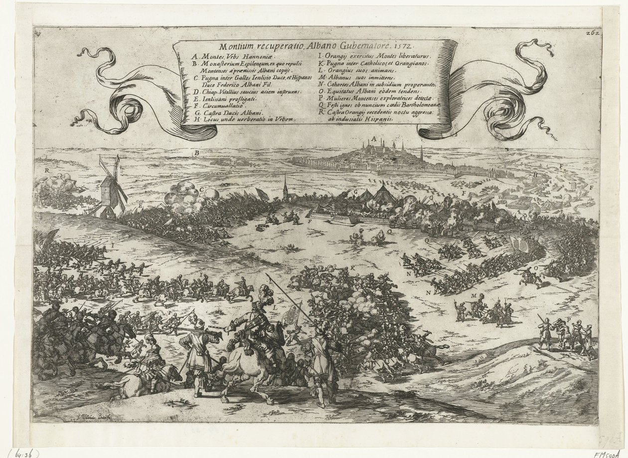 ألفا يحاصر بيرغن في Henegouwen ، 1572 انتعاش الجبال ، ألبانو جوبرناتور. 1572 (العنوان على الكائن) بواسطة يوهان فيلهلم باور