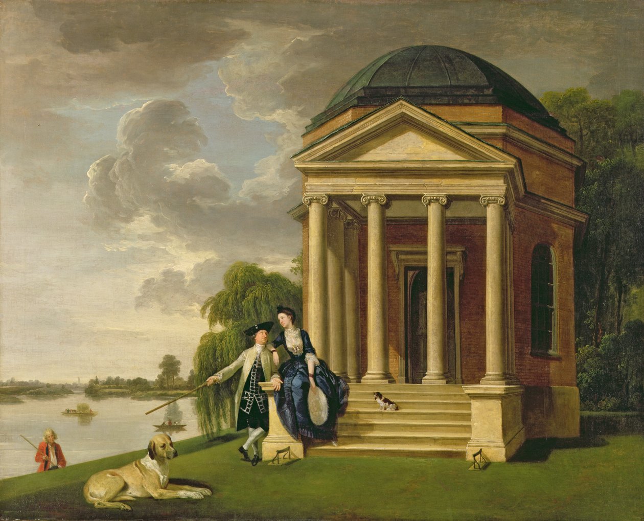 ديفيد جاريك (1717-1779) وزوجته بجوار معبده لشكسبير في هامبتون ، حوالي 1762 (زيت على قماش) بواسطة يوهان زوفاني