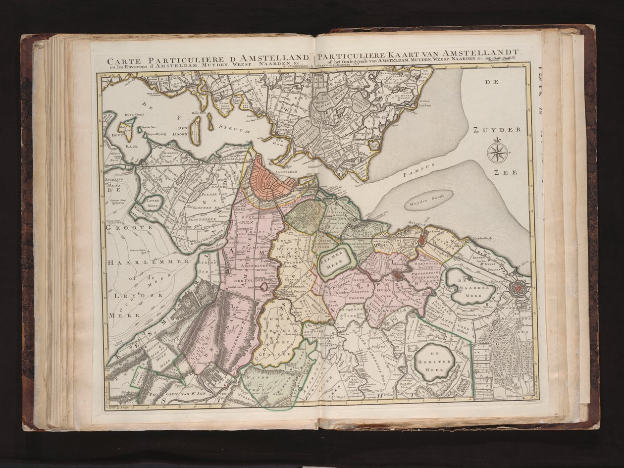 Carte الخاصة d&39;Amstelland ، أو Les environs d&39;Amsteldam ، Muyden ، Weesp ، Naarden بواسطة يوهانس كونديت