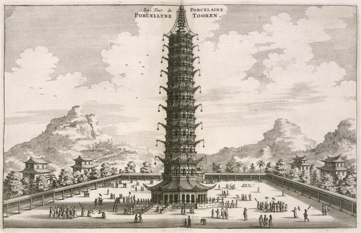 برج الخزف ، من حساب سفارة هولندية في الصين ، 1665 كتبه ويصوره يوهانس نيوهوف ونشره جاكوب فان ميرس بواسطة يوهانس نيوهوف