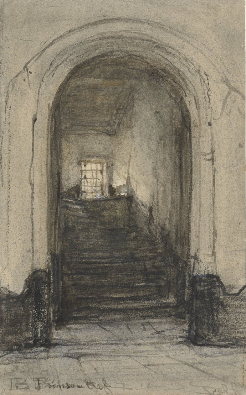 السلم في Prinsenhof في Delft ، حيث قُتل الأمير ويليم الأول عام 1584 بواسطة يوهانس بوسبوم