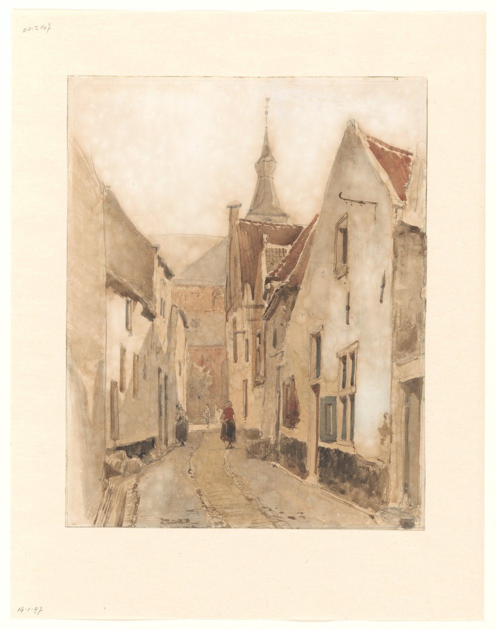 منظر من Ridderstraat في Kerksteeg ، حاتم بواسطة يوهانس بوسبوم