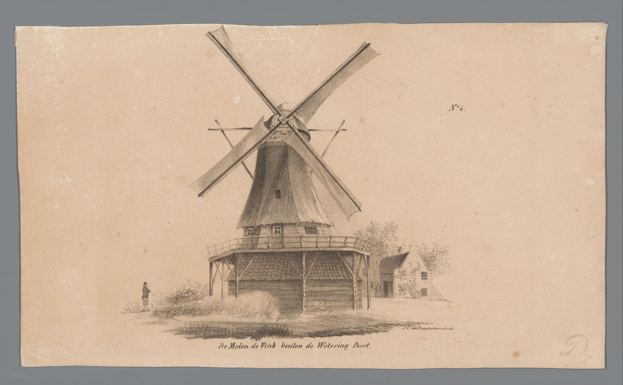 منظر لطاحونة De Vink خارج Weteringpoort Mill de Vink خارج Wetering Poort (العنوان على الكائن) بواسطة يوهانس كورنليس فان بابيليندام