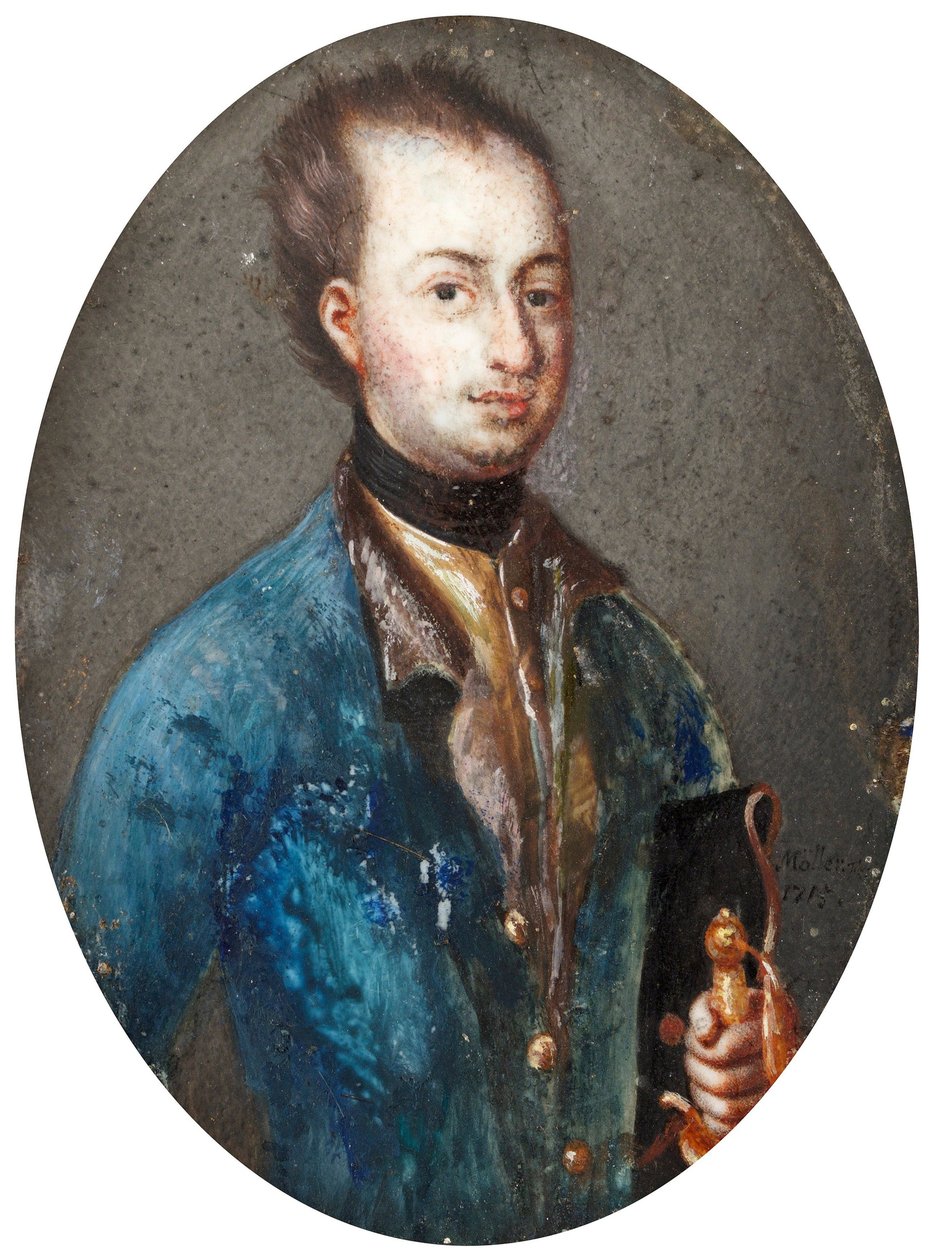صورة للملك تشارلز الثاني عشر ملك السويد (1682-1718) - عمل يوهانس هاينريش مولر (1814-1885) ، الغواش على الخزف بواسطة يوهانس هاينريش مولر
