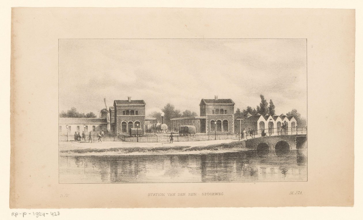 محطة سكة حديد Rhijn في أمستردام سكة حديد محطة فان دن راين (العنوان على الجسم) بواسطة يوهانس هيلفيردينك (ربما)