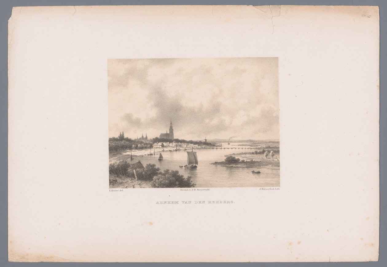 منظر لأرنهيم من Rehberg Arnhem van den Rehberg (العنوان على الكائن) إطلالات على المدينة والميناء الهولندية بعد رسومات إيفرهاردوس كوستر (عنوان المسلسل) كراسة رسم إي كوستر: داتش سيتي وهاربور فيوز (عنوان السلسلة) بواسطة يوهانس هيلفيردينك
