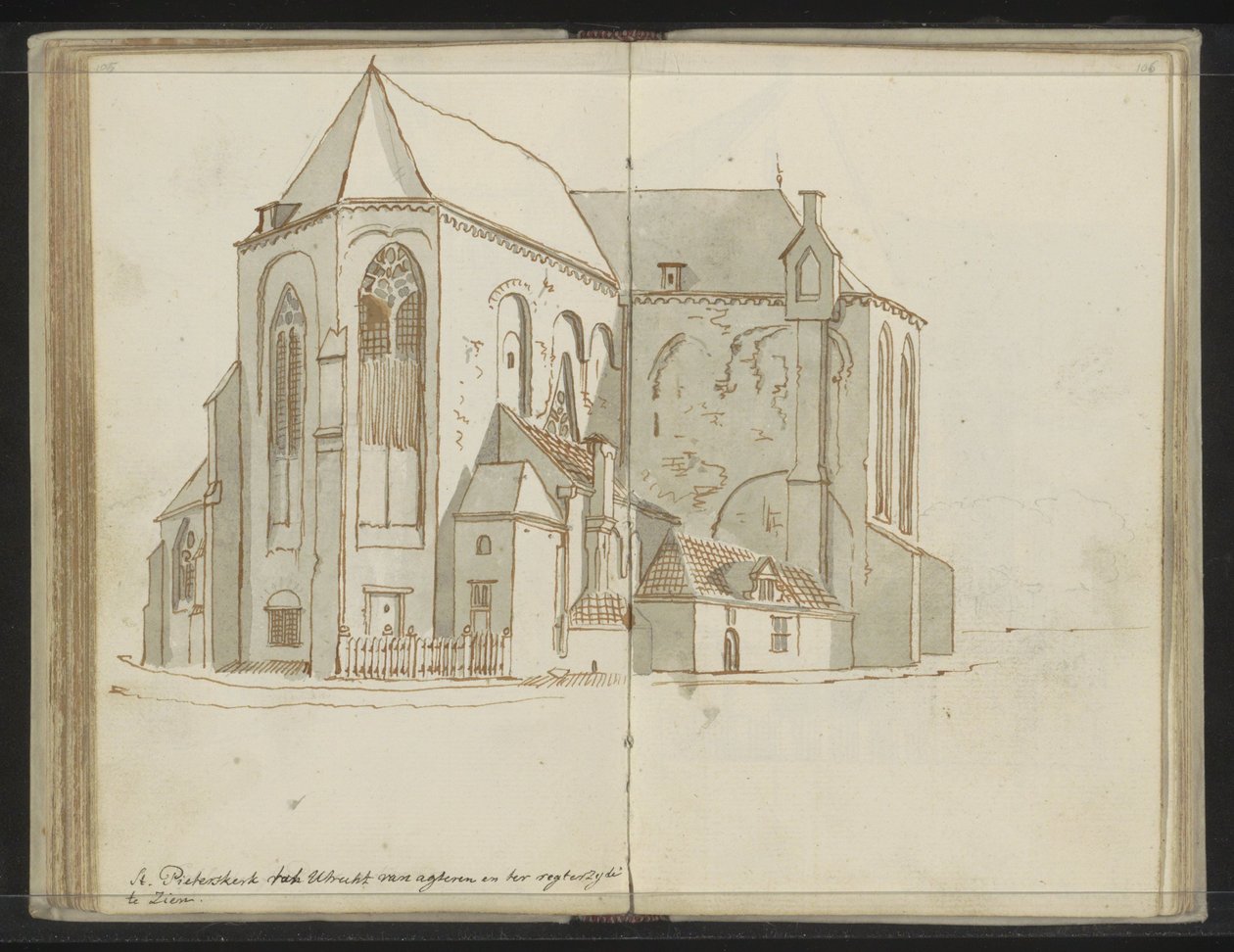 اليمين والجزء الخلفي من Pieterskerk في أوتريخت بواسطة يوهانس هويبرت برينس