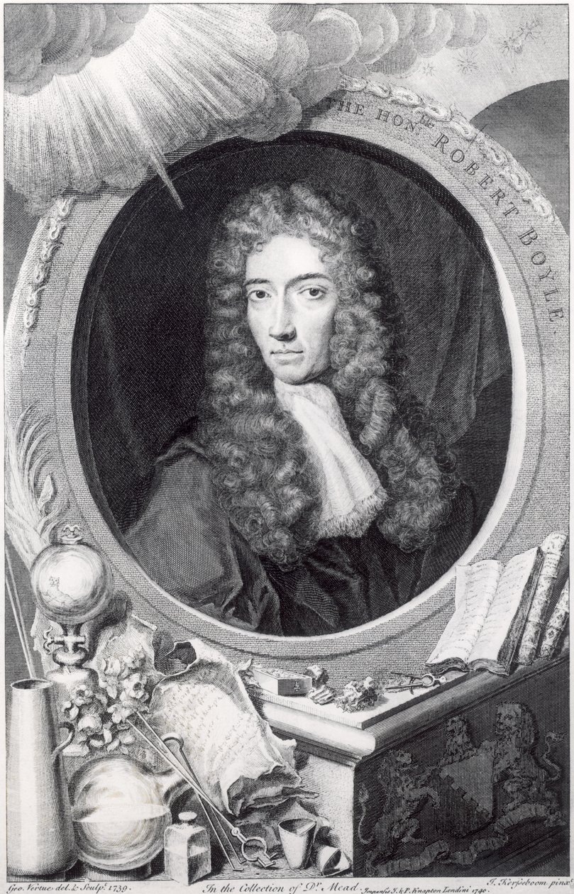 صورة للأونرابل روبرت بويل (1627-91) منقوش بواسطة جورج فيرتو (1684-1756) 1749 بواسطة يوهانس كيرسيبوم