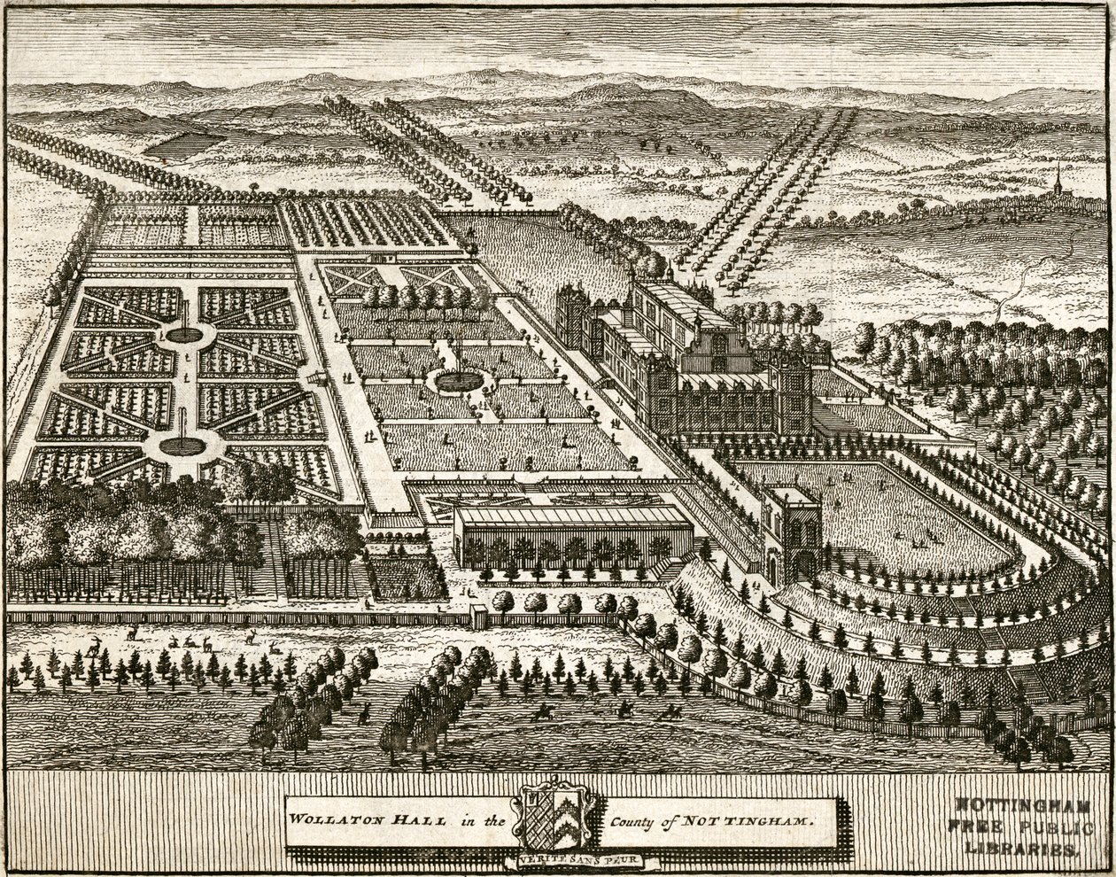 Wollaton Hall and Park Nottingham، Nottinghamshire، c1707 بواسطة يوهانس كيب