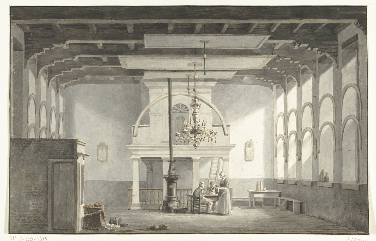 القاعة في Kloveniersdoelen في Dordrecht حيث عقد السينودس الوطني في السنوات 1618-1619 ، 1836 بواسطة يوهانس روتن (توقيع الفنان)