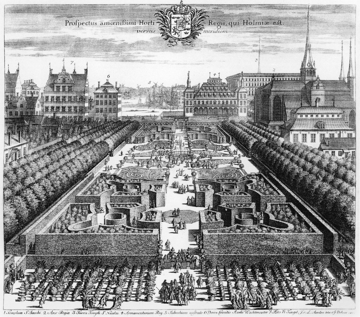 الحديقة الملكية في ستوكهولم ، صورة من "Suecia Antiqua et Hodierna" ، أواخر القرن السابع عشر بواسطة يوهانس فان دن أفيلي