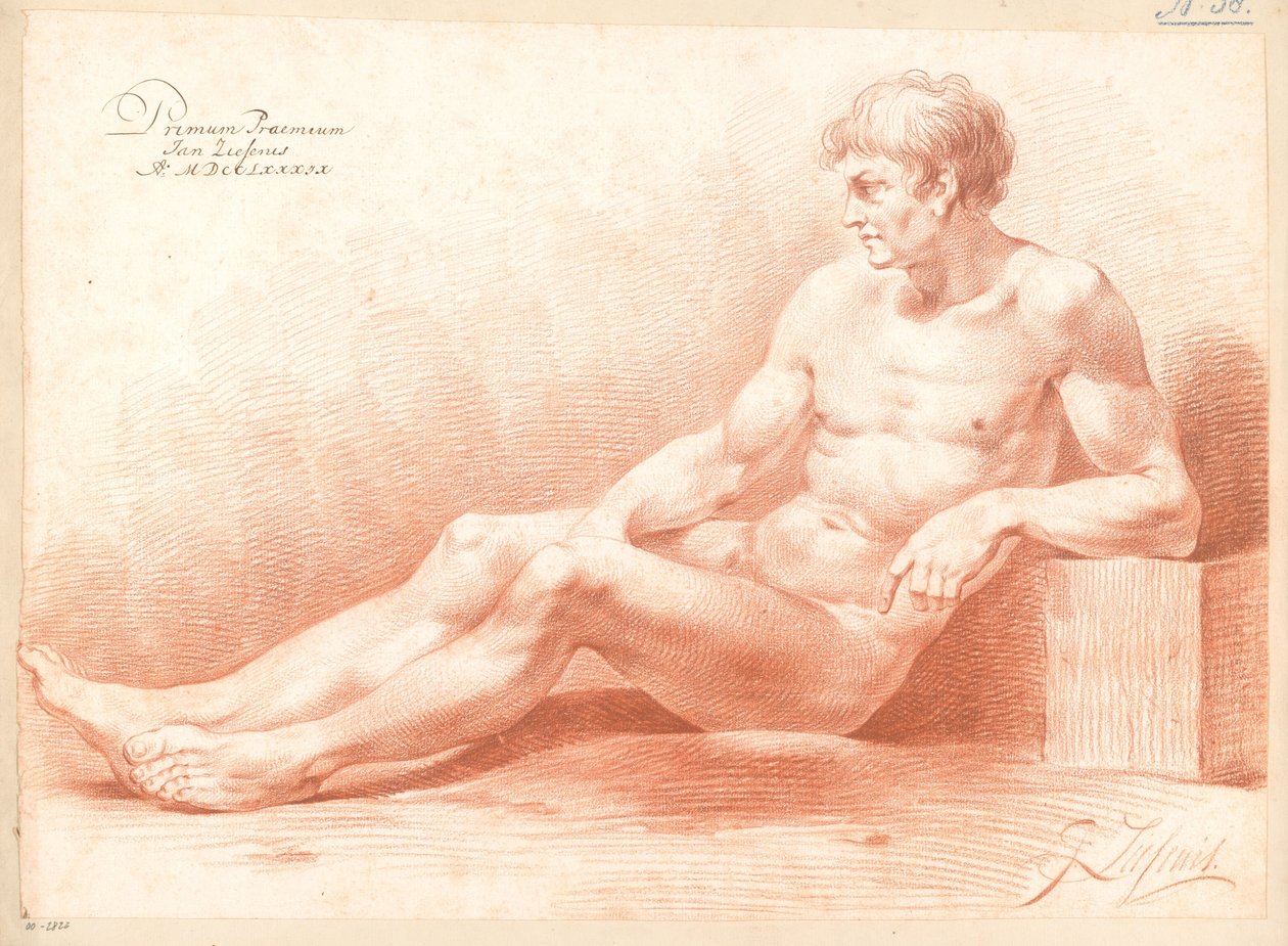 رجل جالس عاريًا ، يُرى من الجانب (الجائزة الأولى 1789) بواسطة يوهانس زيسينيس
