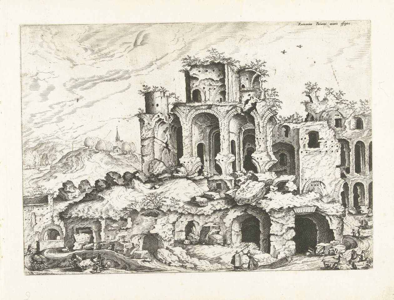 المنظر الثالث لأطلال بالاتين الآثار الرومانية ، 1561 (عنوان السلسلة) بواسطة يوهانس لوكاس فان دويتشوم (منسوب إلى)