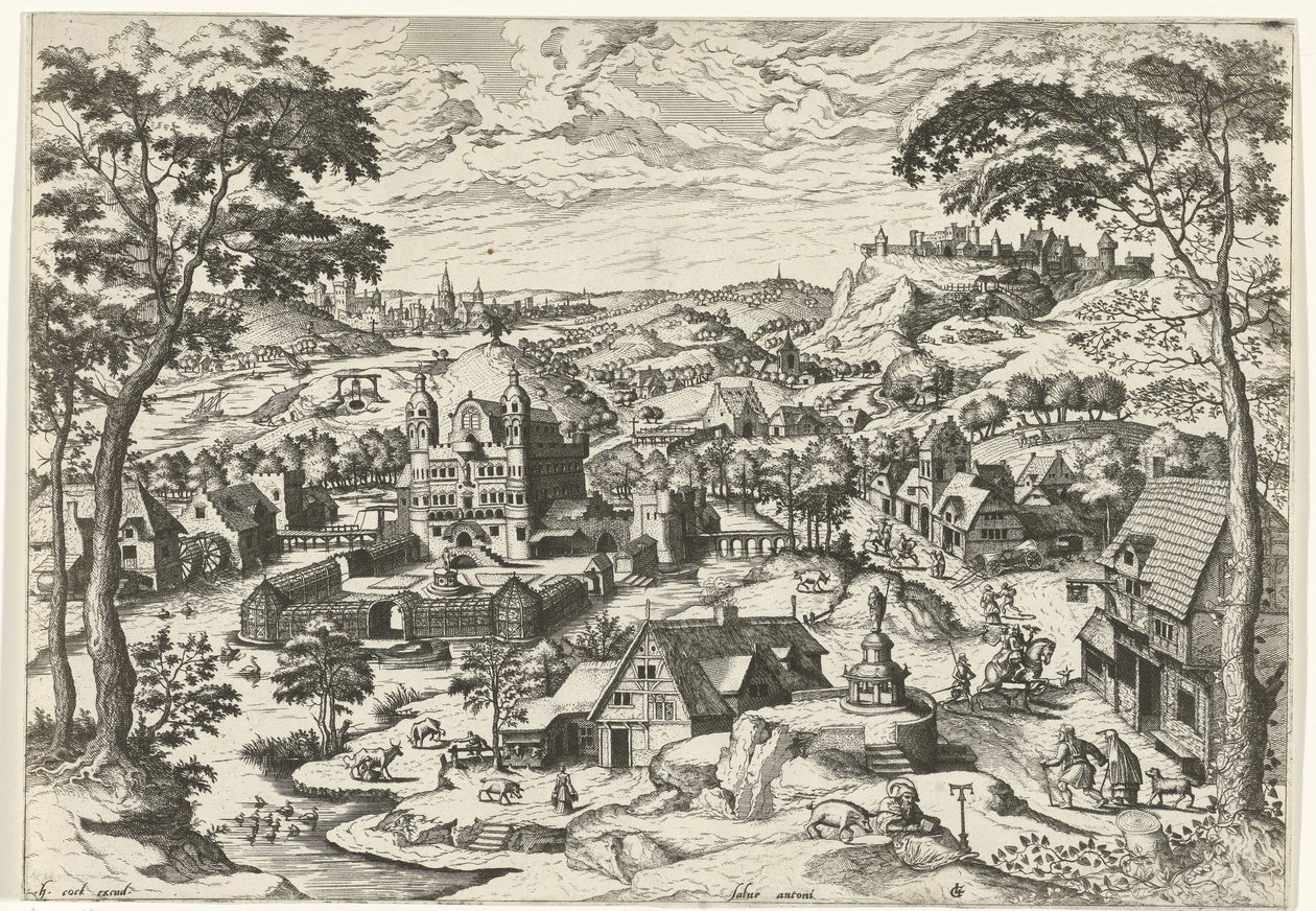 منظر طبيعي مع القديس أنتوني Salve Anttoni (العنوان على الكائن) مناظر طبيعية مع قصص مسيحية (عنوان المسلسل) بواسطة يوهانس لوكاس فان دويتشوم