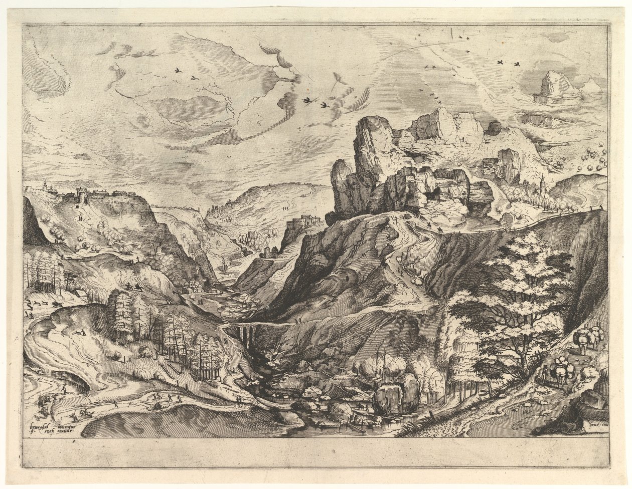 منظر جبال الألب مع وادي عميق من المناظر الطبيعية الكبيرة ، كاليفورنيا. 1555-56. بواسطة يوهانس فان دويتكوم الأول