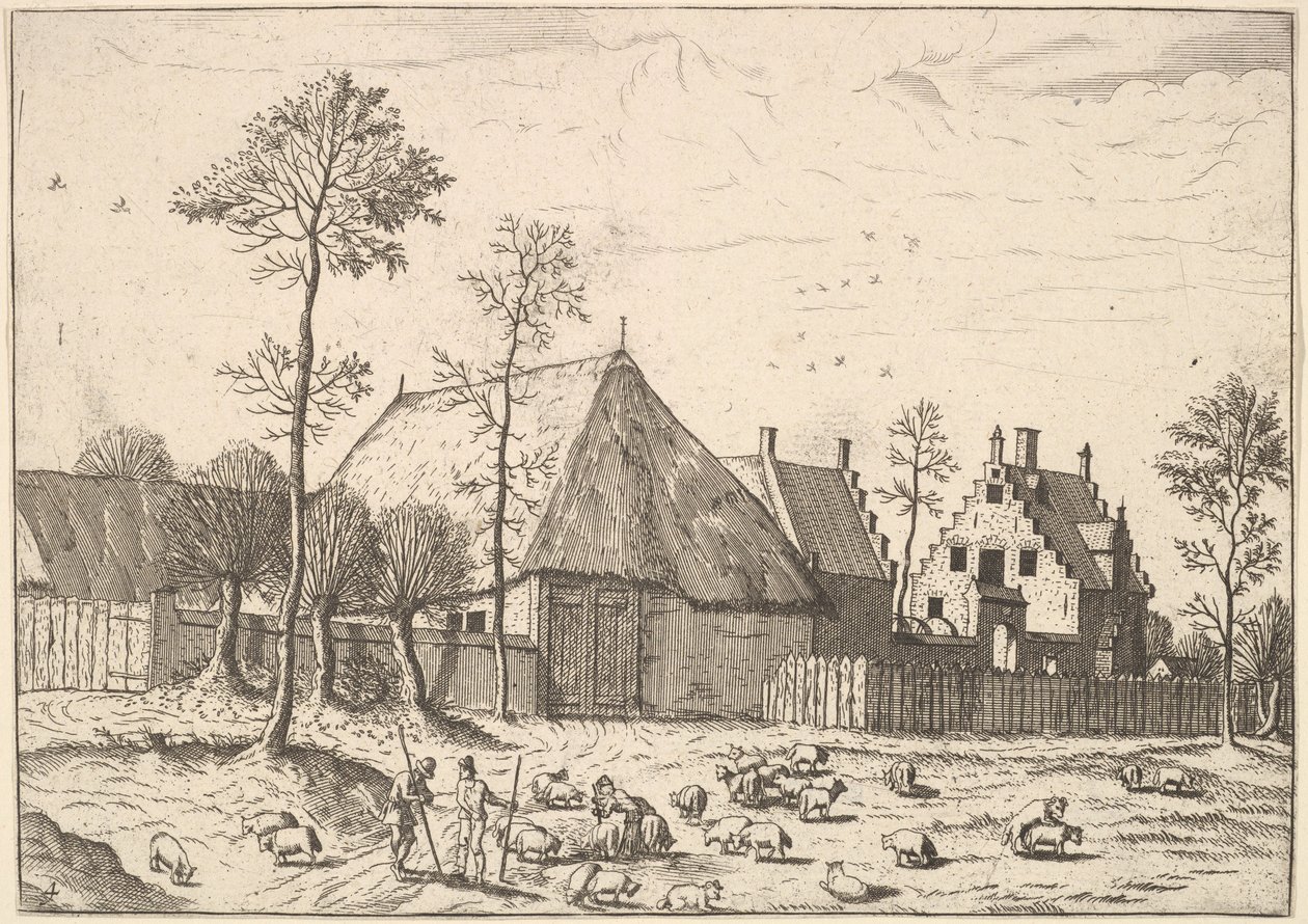 سقيفة مع كوخ ، من The Small Landscapes ، 1559-61. بواسطة يوهانس فان دويتكوم الأول