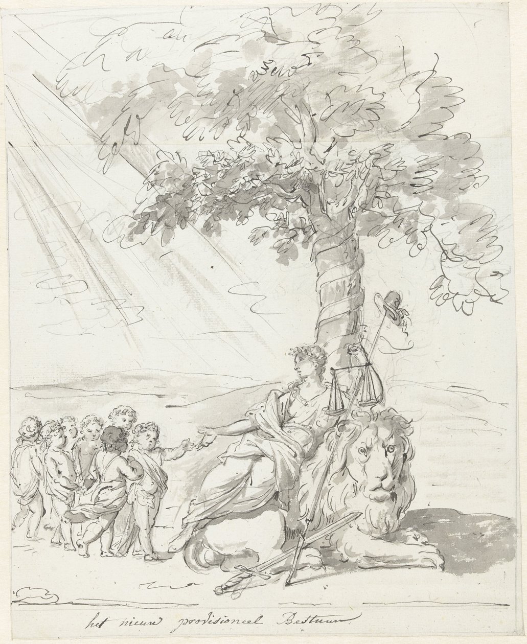 تأسست الحكومة الشعبية ، وسام أمستلفيلد ، 1795 المجلس المؤقت الجديد (العنوان على الكائن) بواسطة يوهانس فان دريغت (رفض الإسناد)