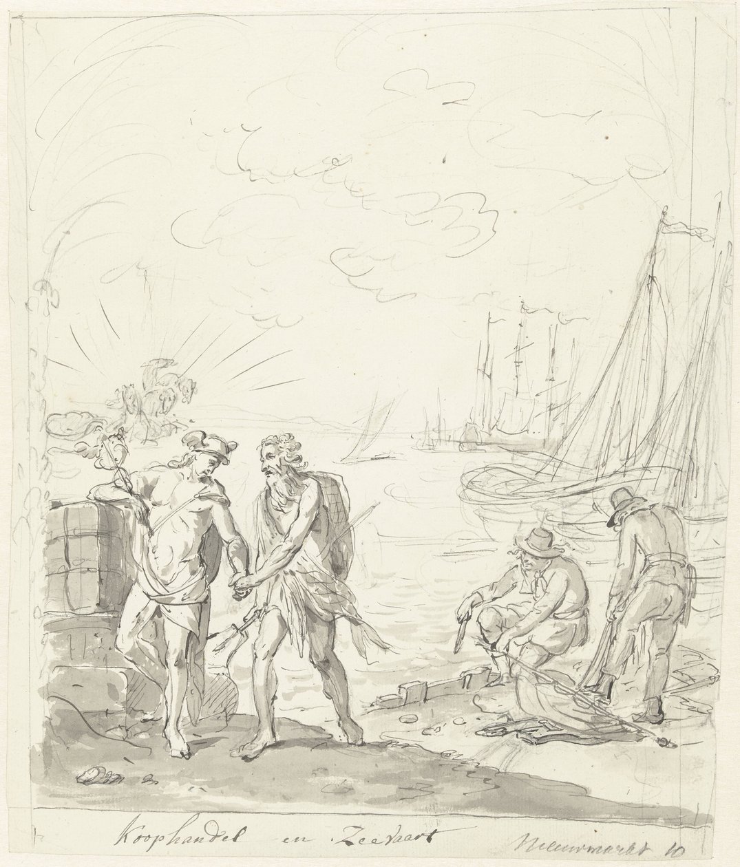 التجارة والشحن ، زخرفة على Nieuwmarkt ، 1795 التجارة والشحن (العنوان على الكائن) بواسطة يوهانس فان دريغت (رفض الإسناد)