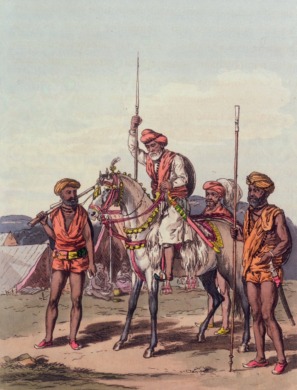 Muhunt و Gosaeens ، من "مخيم المحراتة" ، 5 أبريل 1813 (نقش ملون) بواسطة جون أوغستوس أتكينسون
