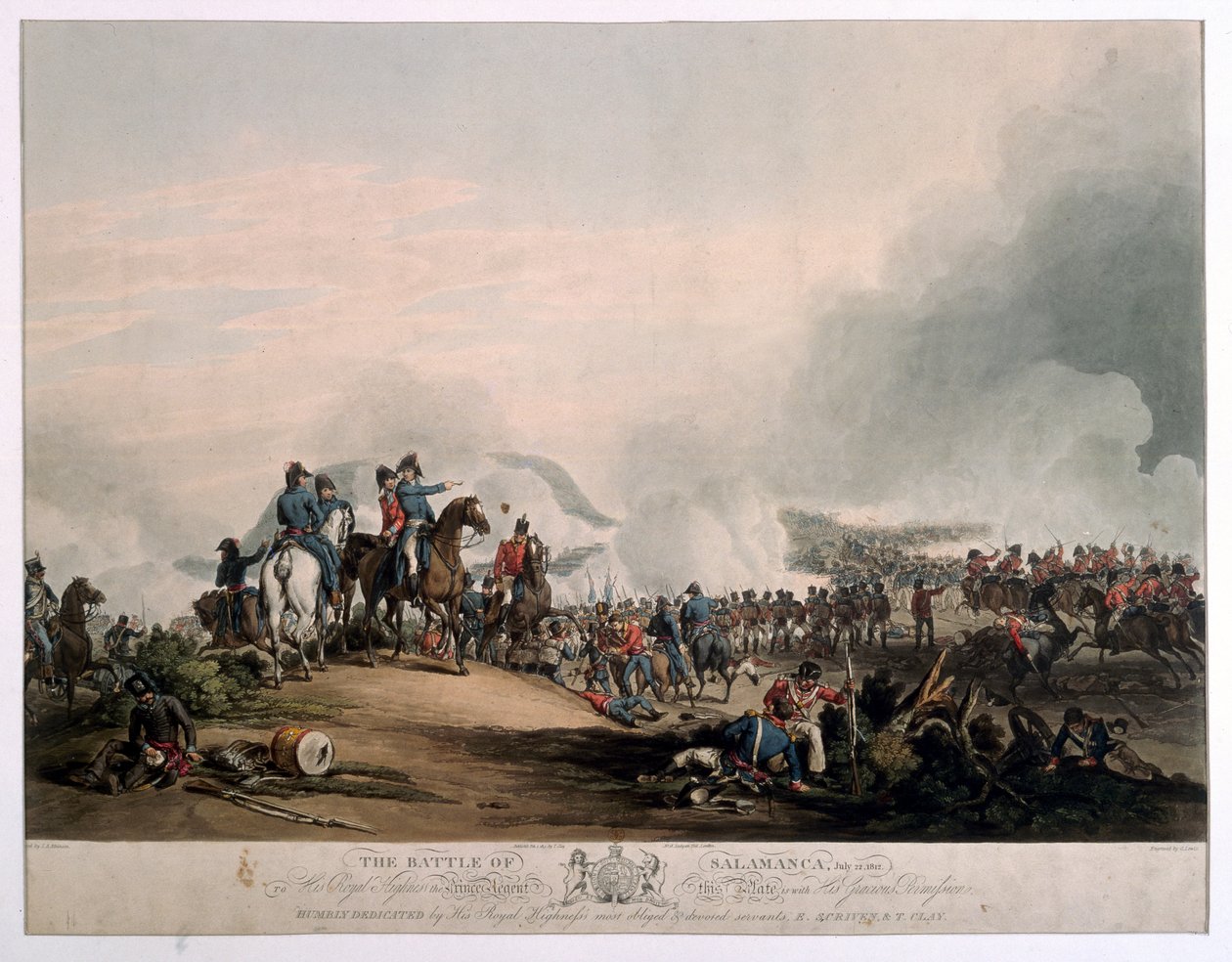 معركة سالامانكا ، 22 يوليو 1812 ، نقشها ج. لويس ، نُشرت في لندن ، 1813 (ألوان مائية) بواسطة جون أوغستوس أتكينسون