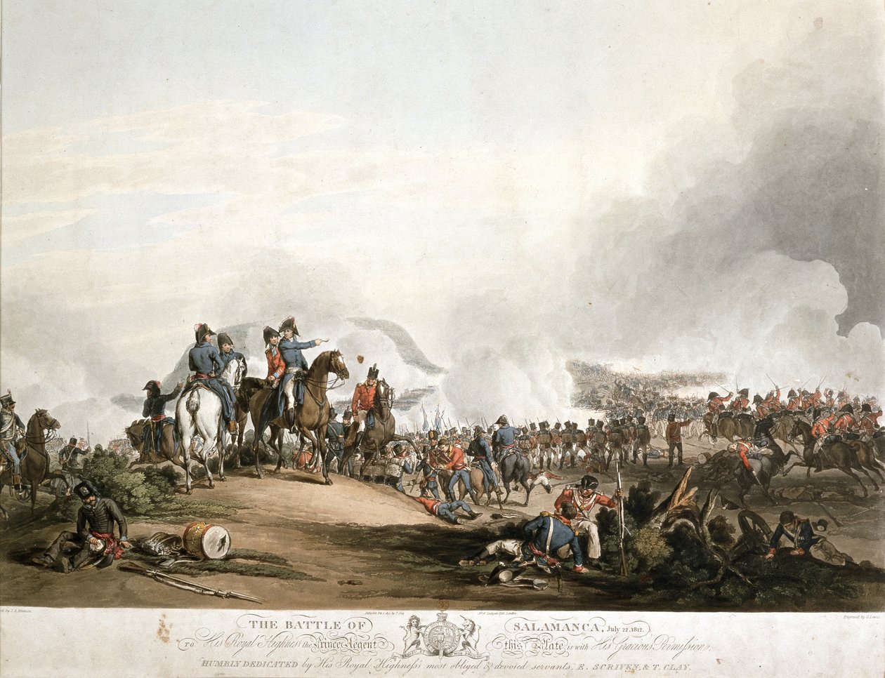 معركة سالامانكا في 22 يوليو 1812 ، نقشها ج. لويس ، نُشرت عام 1813 (أكواتينت) بواسطة جون أوغستوس أتكينسون