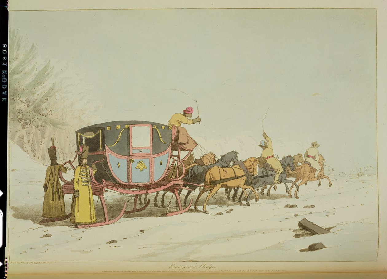 كتاب النقل على زلاجات ، محفوراً بالفنان ، 1803 بواسطة جون أوغستوس أتكينسون