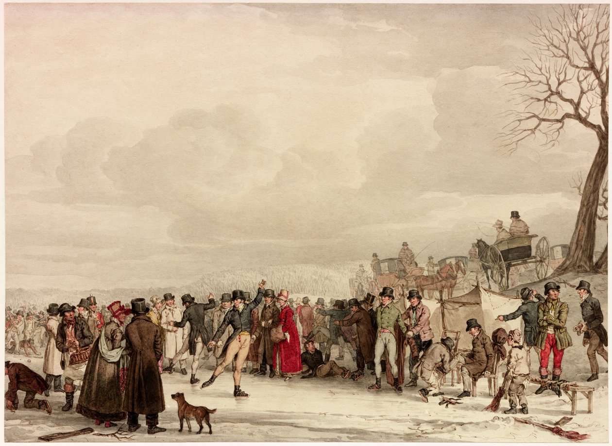 التزلج ، 1810 (مرحاض على ورق منسوج) بواسطة جون أوغستوس أتكينسون