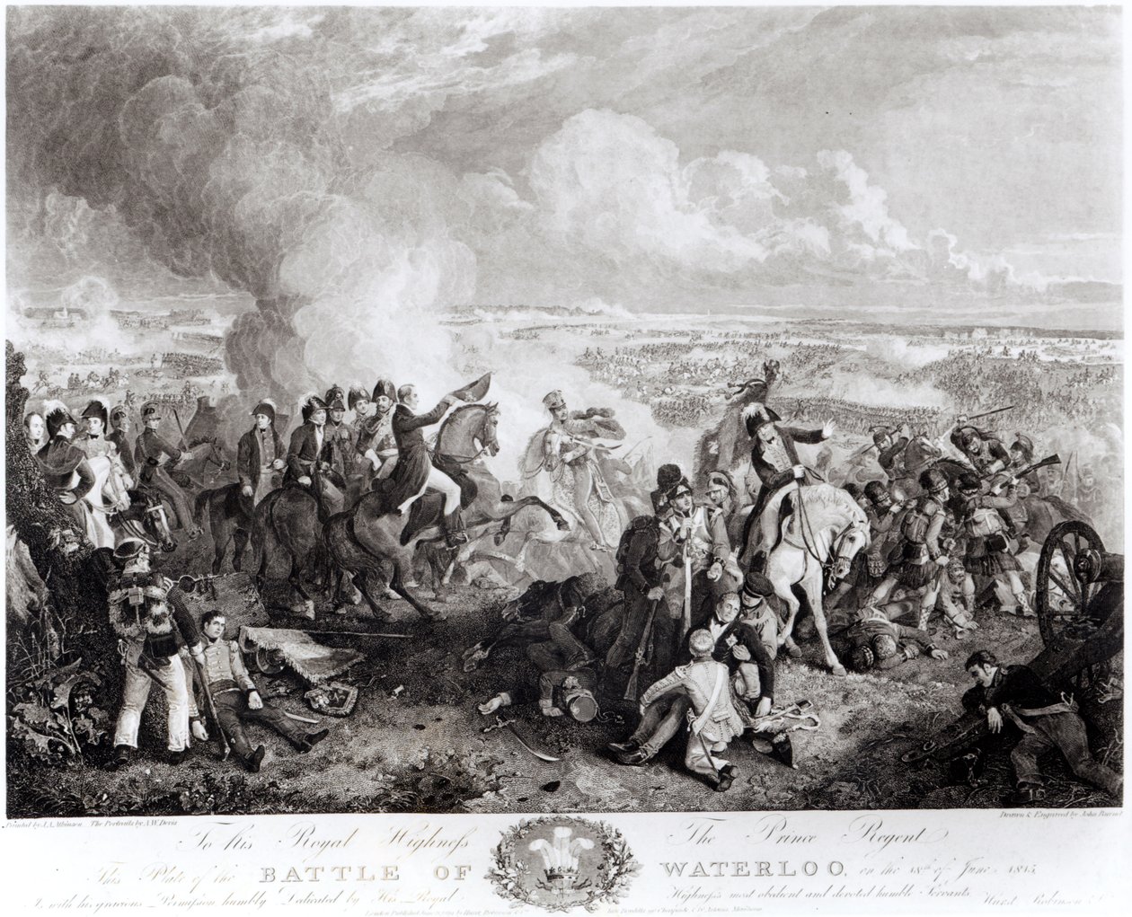 معركة واترلو ، 18 يونيو 1815 ، نقشها جون بورنت (1784-1868) ، 1819 بواسطة جون أوغستوس أتكينسون