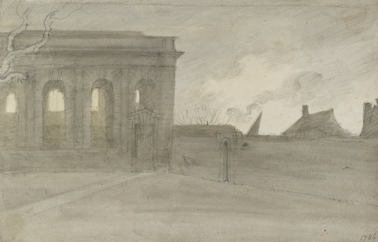 بيمبروك كول. Oxon. ، 9 نوفمبر 1786 (يغسل الرمادي وبيستري على الجرافيت) بواسطة John Baptist Malchair