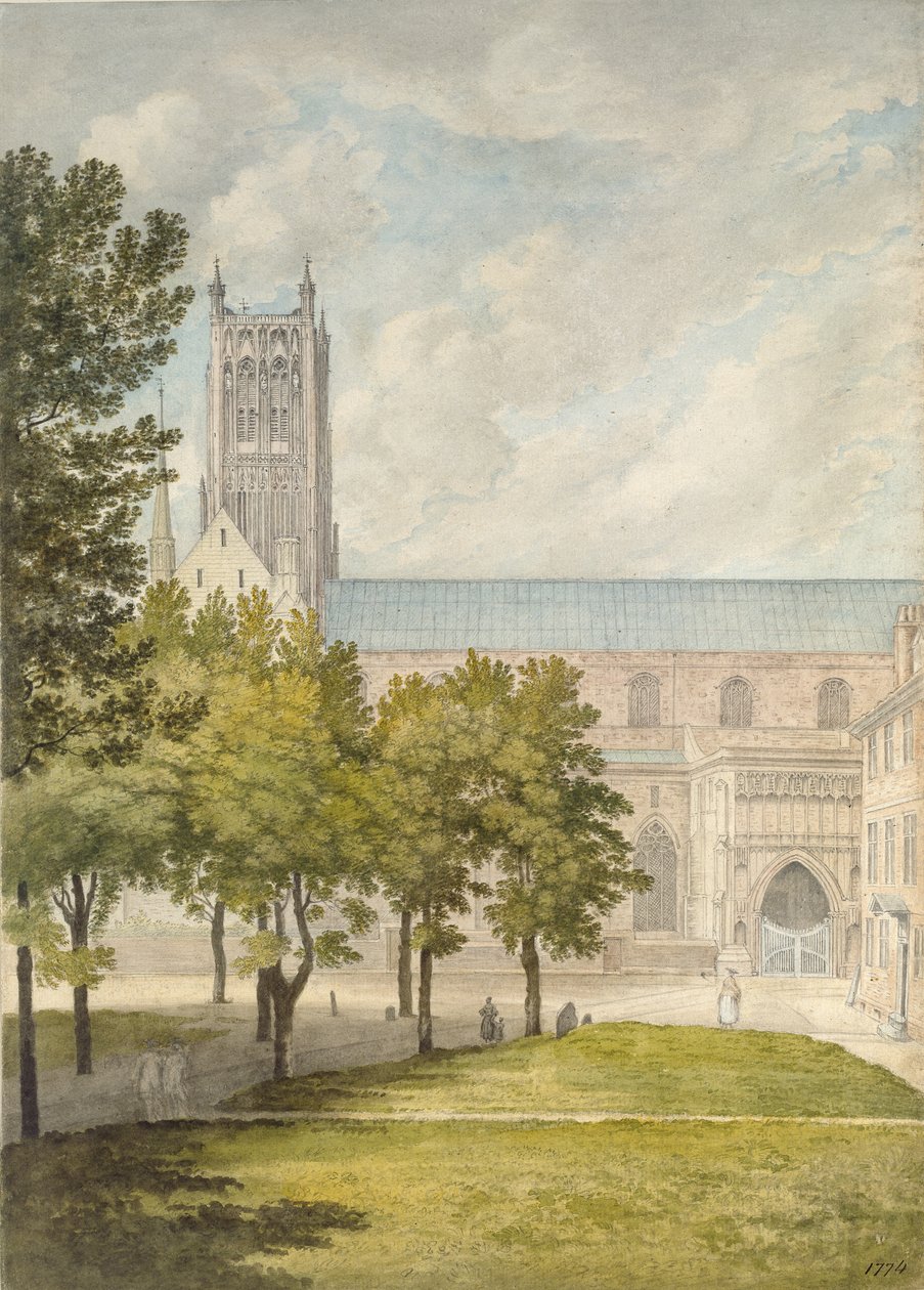 كاتدرائية ووستر ، ربما 1774 (ألوان مائية فوق الجرافيت ، على الورق) بواسطة John Baptist Malchair
