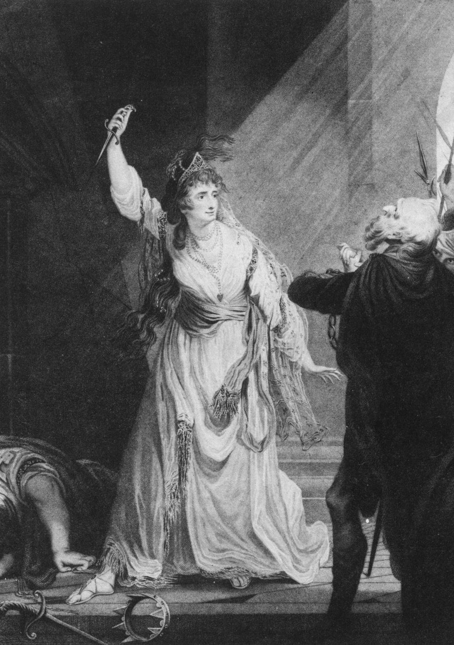 الممثلة الإنجليزية سارة سيدونز مثل Euphrasia في The Grecian Daughter بواسطة Arthur Murphy ، Theatre Royal in Drury Lane ، 1782 بواسطة جون بويدل