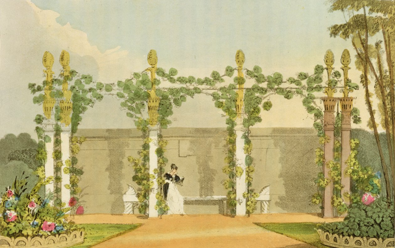 مقعد حديقة ، من "مستودع الفنون" التابع لأكرمان ، تم نشره عام 1822 بواسطة جون بوناروتي بابوورث