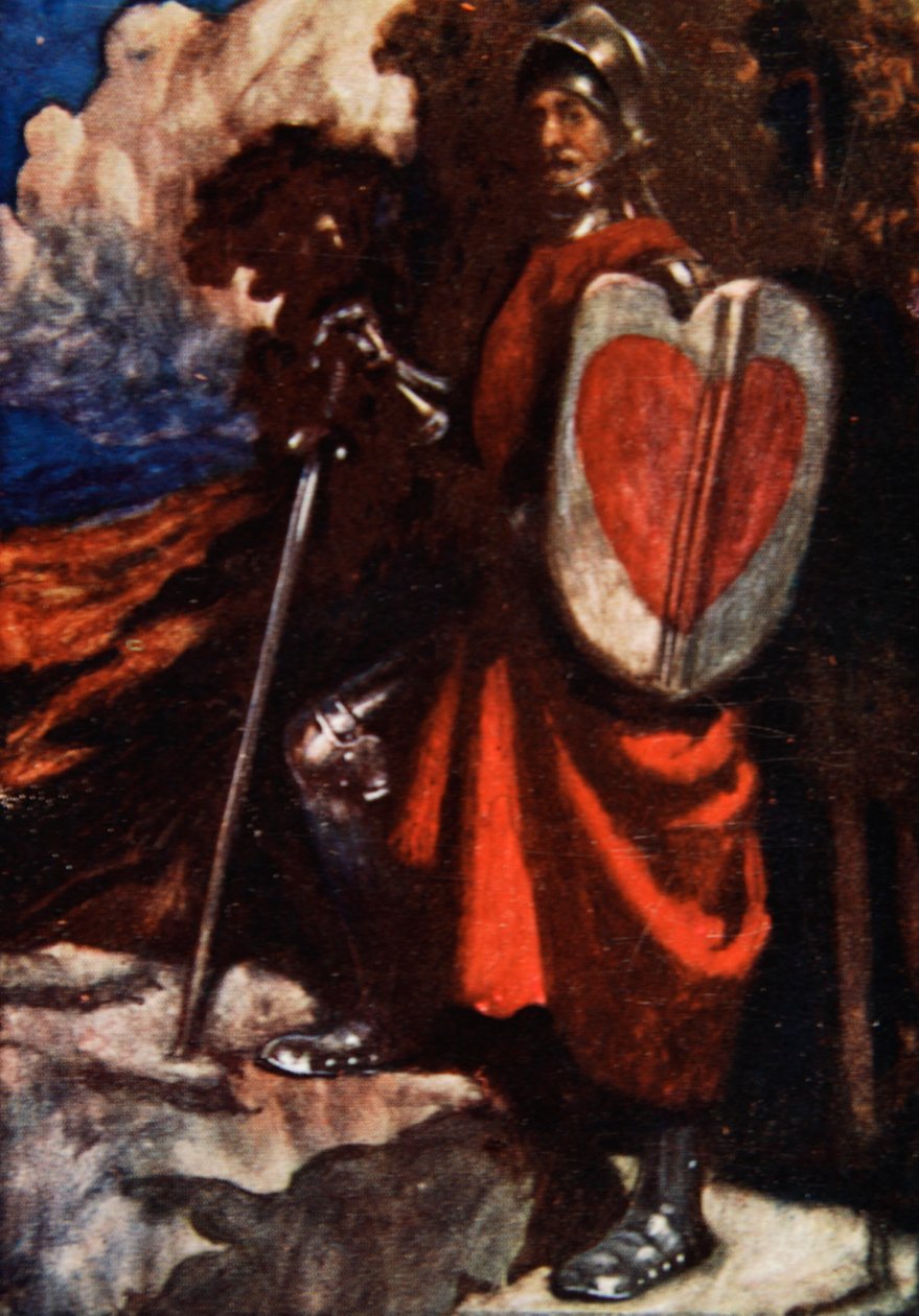 ثم دعا المترجم إلى خادمه ، المسمى Greatheart ، رسمًا توضيحيًا من `` تقدم الحاج &39;&39; بواسطة John Bunyan ، أخبرته Mary Macgregor ، نشرته TC و EC Jack ، 1907 (اللون بواسطة جون بيام ليستون شو