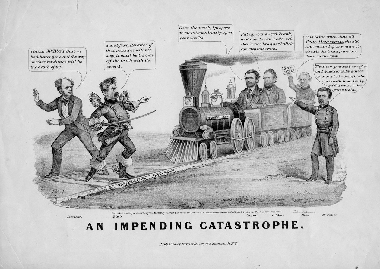 كارثة وشيكة ، نشرتها Currier und Ives ، نيويورك ، 1868 بواسطة جون كاميرون