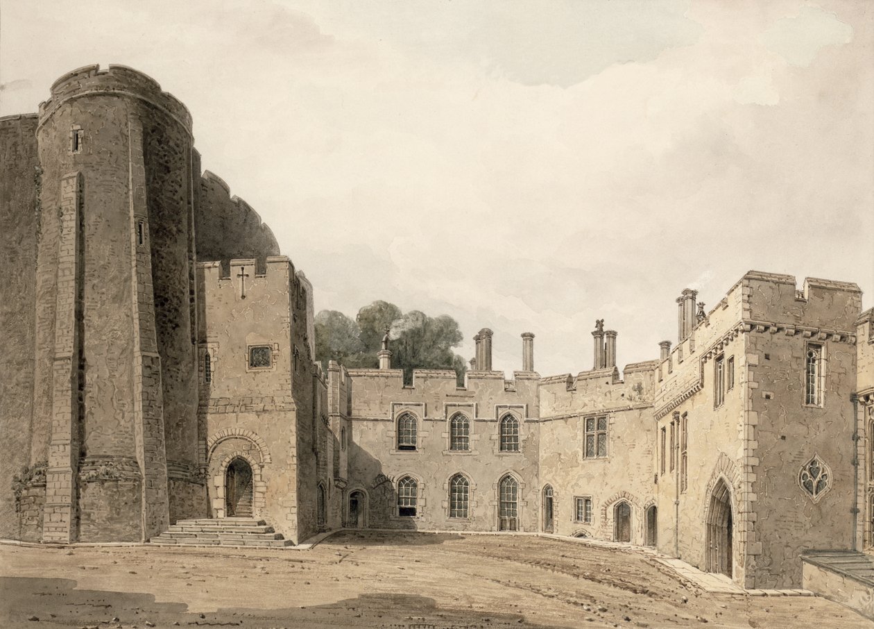 المحكمة الداخلية لقلعة بيركلي ، جلوسيسترشاير ، تطل على الشمال الشرقي ، 1822 بواسطة جون شيسيل بكلر