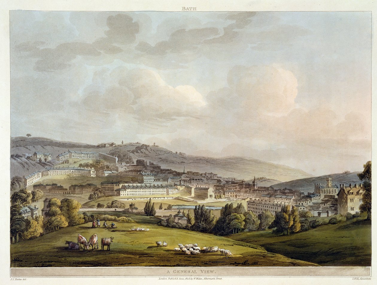 منظر عام لحمام ، من "حمام مصور بسلسلة من المشاهدات" ، نقش بواسطة حانة جون هيل (1770-1850). بقلم ويليام ميللر ، 1805 (أكواتينت) بواسطة جون كلود ناتس