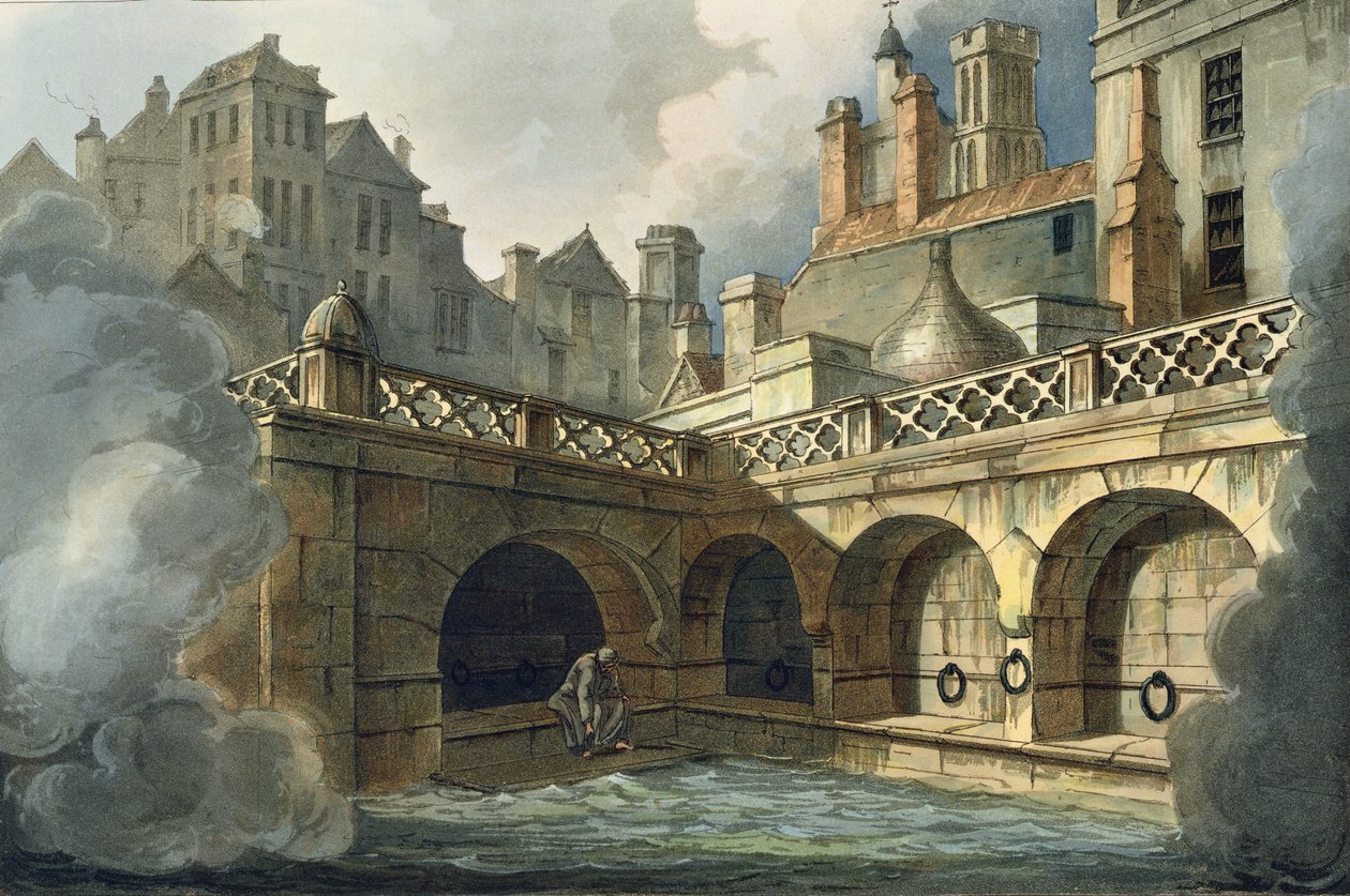 داخل حمام الملكة ، من "حمام مصور بسلسلة من المشاهدات" ، نقش بواسطة حانة جون هيل (1770-1850). بقلم ويليام ميللر ، 1804 (أكواتينت) بواسطة جون كلود ناتس
