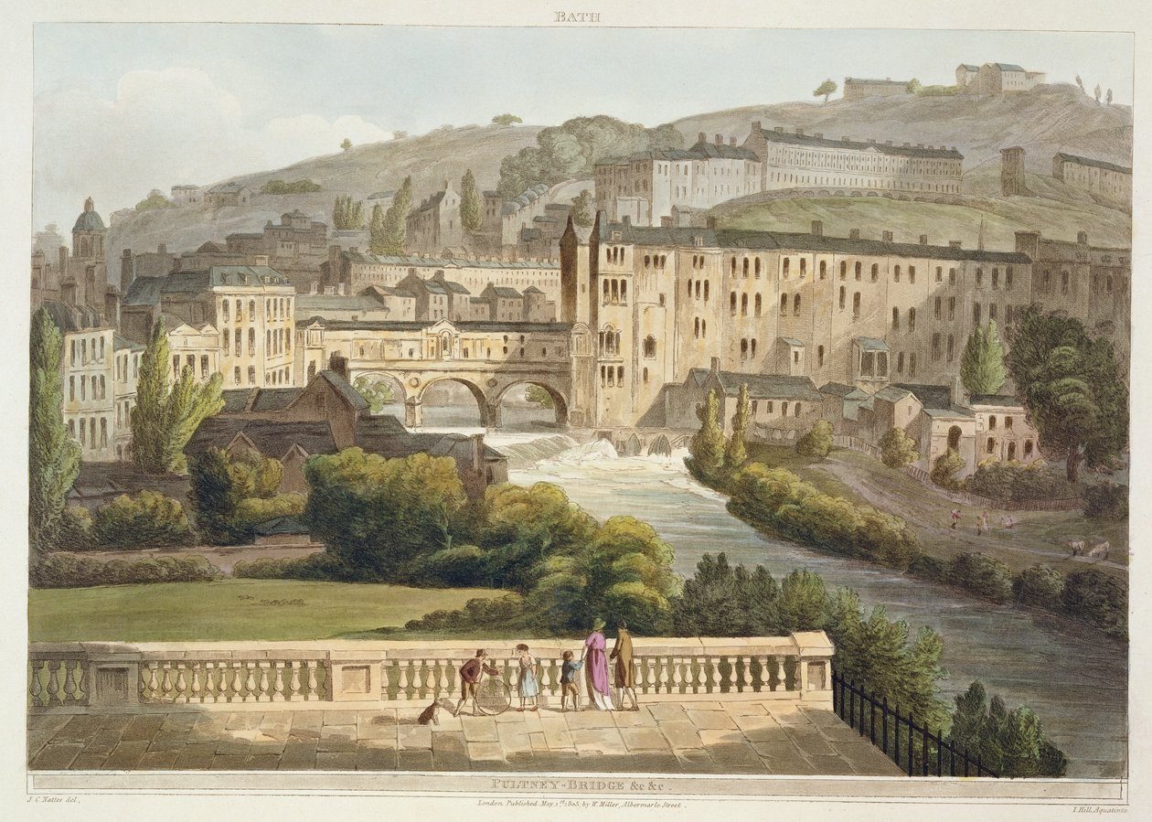 جسر بولتيني ، من "حمام مصور بسلسلة من المشاهدات" ، نقش بواسطة حانة جون هيل (1770-1850). بقلم ويليام ميللر ، 1805 (أكواتينت) بواسطة جون كلود ناتس