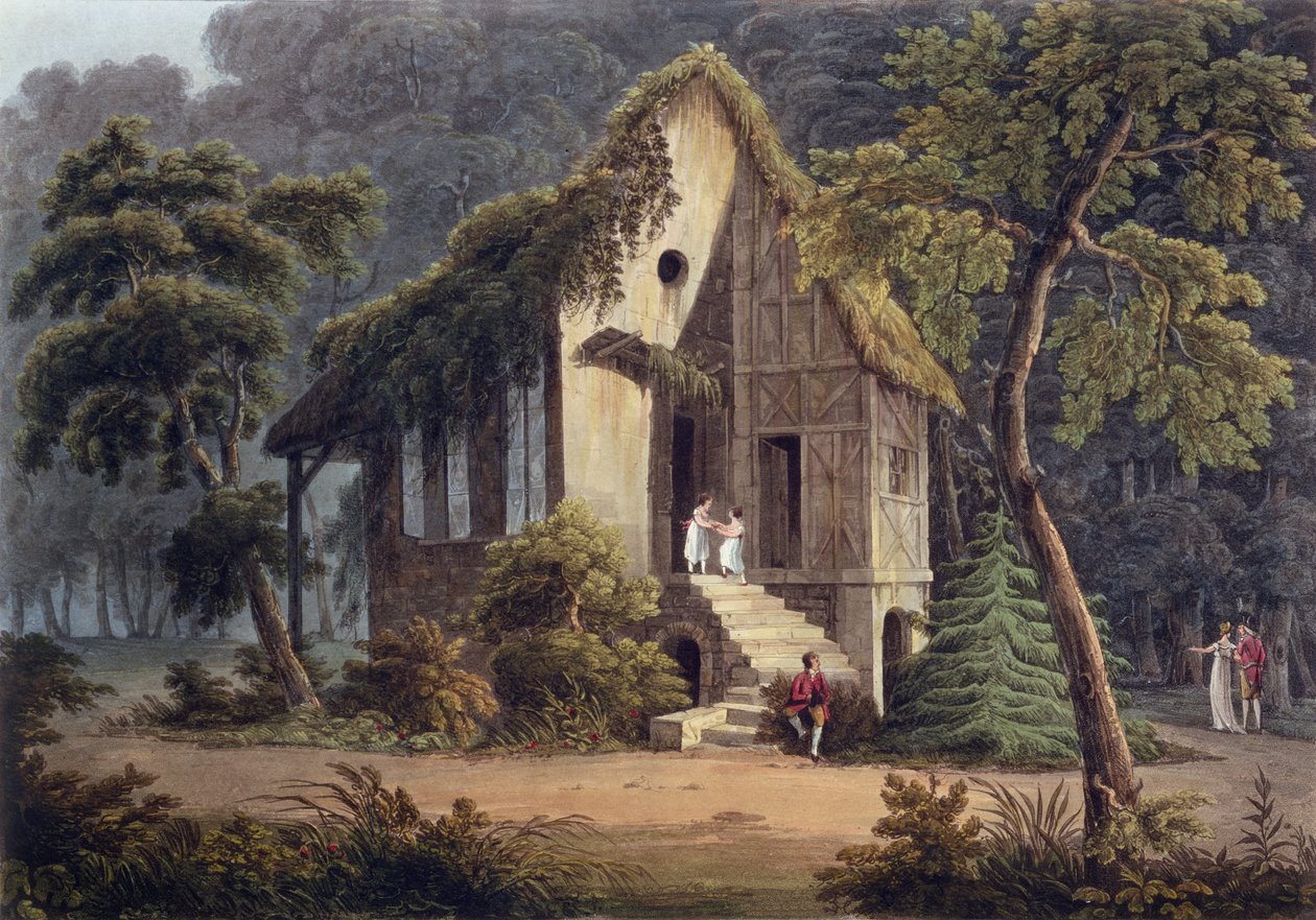The Queen&39;s Boudoir at the Petit Trianon ، رسم توضيحي لـ "فرساي ، باريس وسانت دينيس" للفنان الأصلي ، منقوش بواسطة I. Hill ، 1809 (aquatint) بواسطة جون كلود ناتس