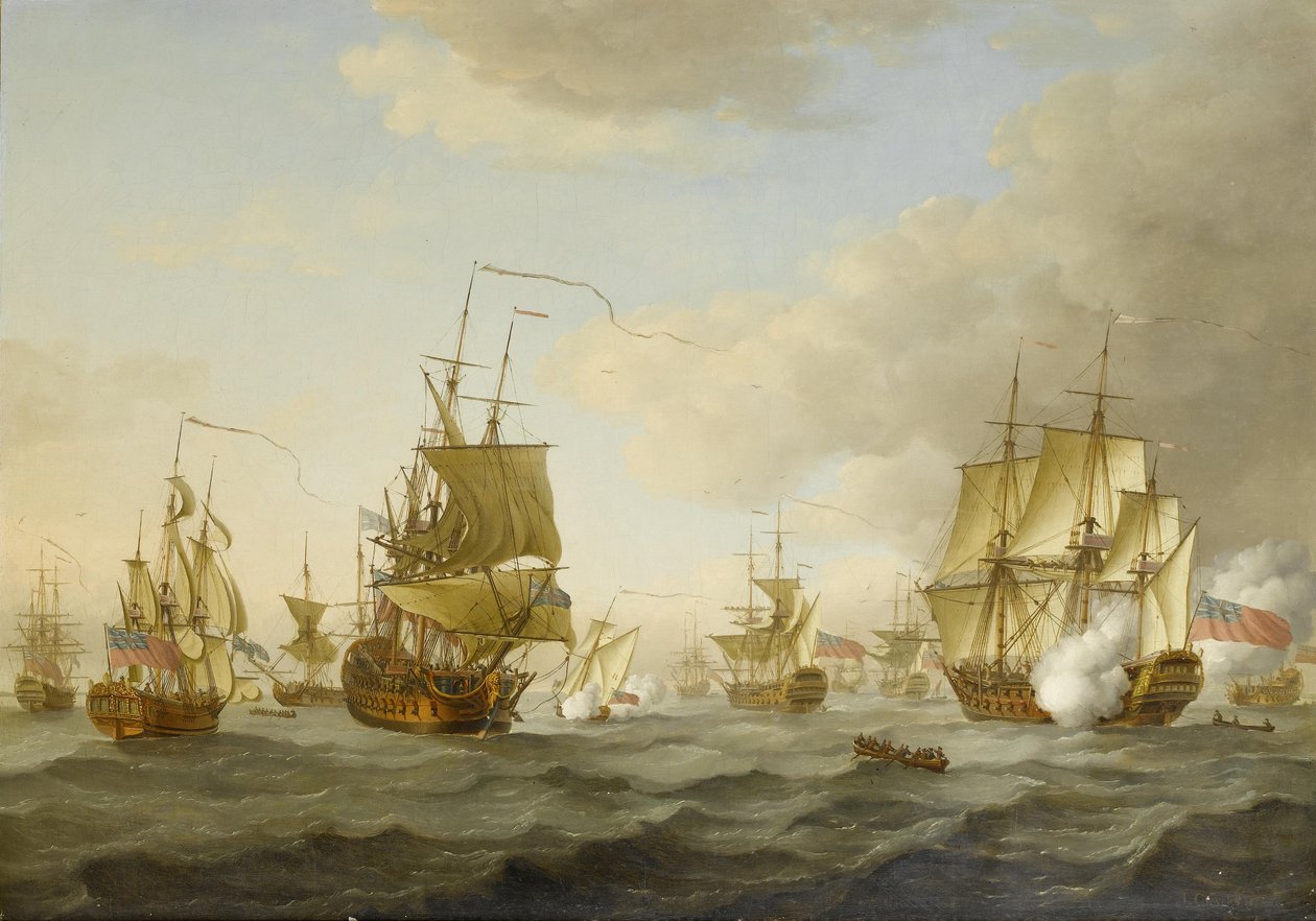 أسطول الأدميرال بينج يجري من Spithead بواسطة جون كليفي الأكبر