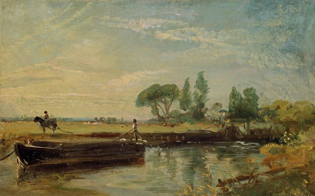 بارجة تحت قفل Flatford ، c.1810 بواسطة جون كونستابل