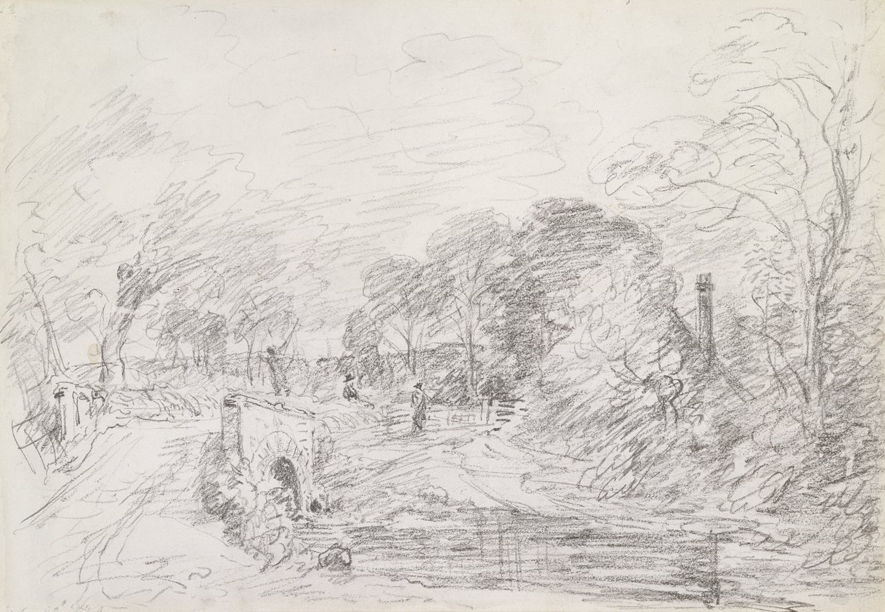 جسر بالقرب من محكمة ساليسبري ، c.1829 (الجرافيت على الورق) بواسطة جون كونستابل