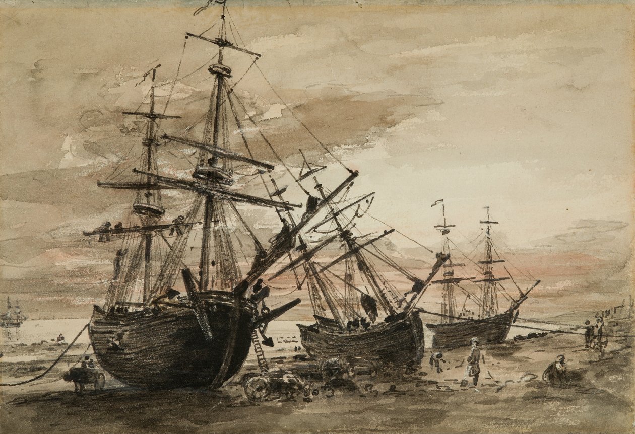 فحم بريج على شاطئ برايتون ، 1824 (مرحاض فوق رصاص أسود على ورق) بواسطة جون كونستابل